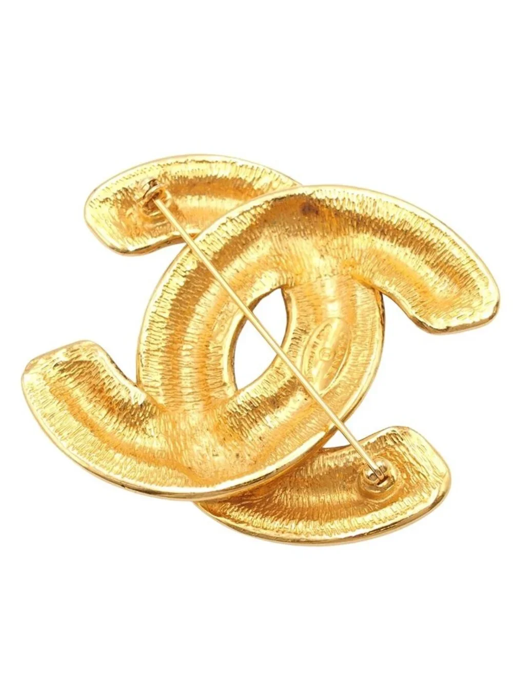 Chanel Brooch CC Logo Gold Metal Vintage